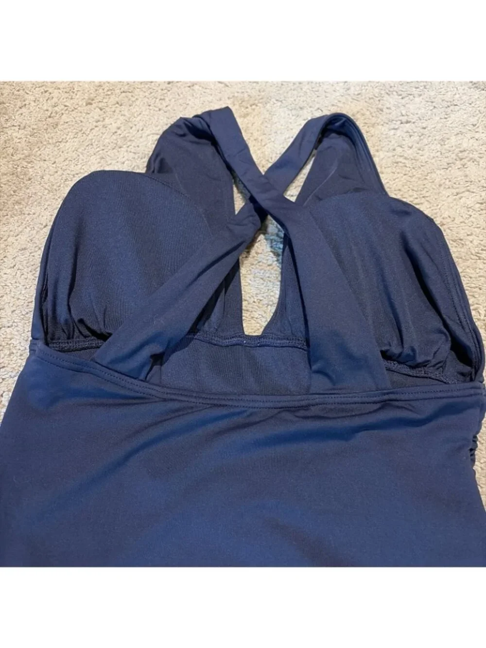 Michael Kors One Piece Swimsuit Womens 8 Ruched Criss Cross Back Navy Luxury